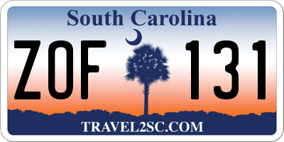 SC license plate ZOF131