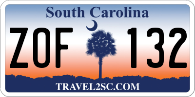 SC license plate ZOF132