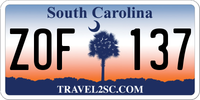 SC license plate ZOF137