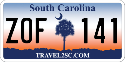 SC license plate ZOF141