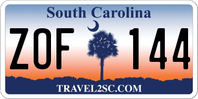 SC license plate ZOF144