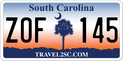 SC license plate ZOF145