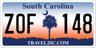 SC license plate ZOF148