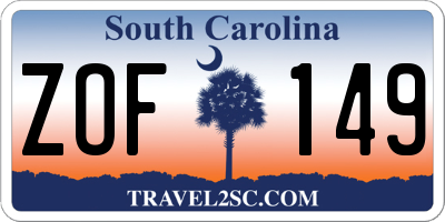 SC license plate ZOF149
