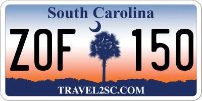 SC license plate ZOF150