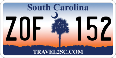 SC license plate ZOF152