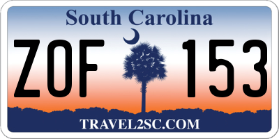 SC license plate ZOF153