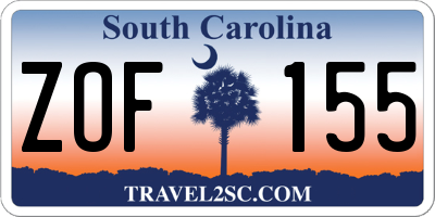 SC license plate ZOF155