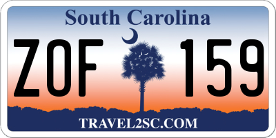 SC license plate ZOF159