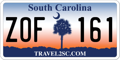 SC license plate ZOF161