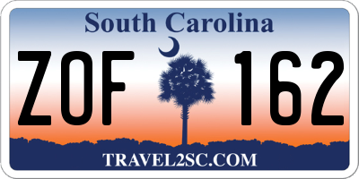 SC license plate ZOF162