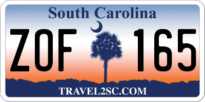 SC license plate ZOF165