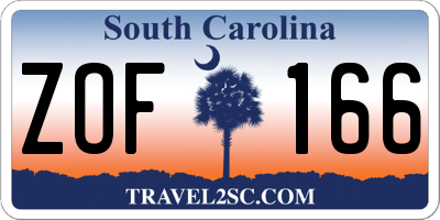 SC license plate ZOF166