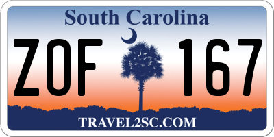 SC license plate ZOF167