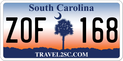 SC license plate ZOF168