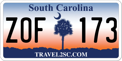 SC license plate ZOF173