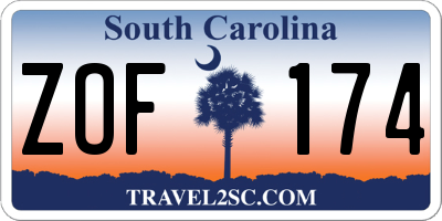 SC license plate ZOF174