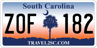 SC license plate ZOF182