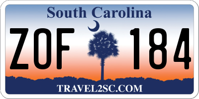 SC license plate ZOF184