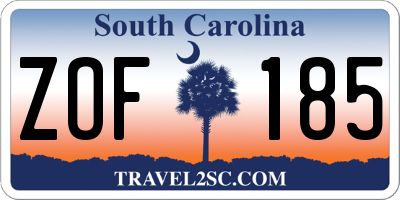SC license plate ZOF185