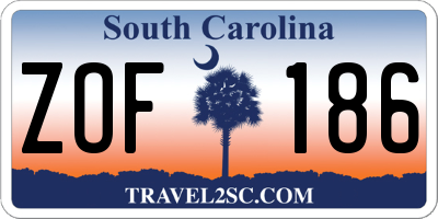 SC license plate ZOF186