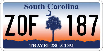SC license plate ZOF187