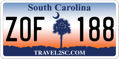 SC license plate ZOF188