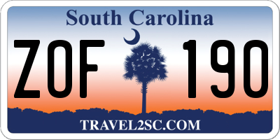 SC license plate ZOF190