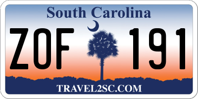SC license plate ZOF191