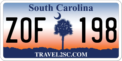 SC license plate ZOF198