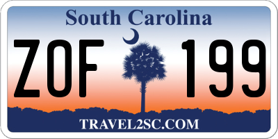 SC license plate ZOF199
