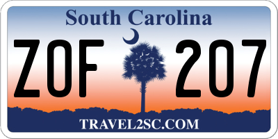 SC license plate ZOF207