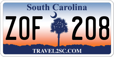SC license plate ZOF208