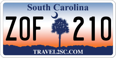 SC license plate ZOF210
