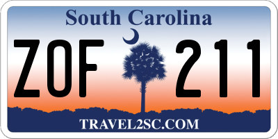 SC license plate ZOF211