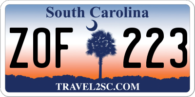 SC license plate ZOF223