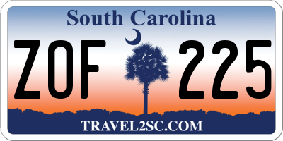 SC license plate ZOF225