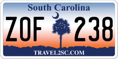 SC license plate ZOF238