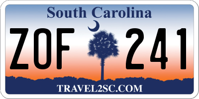 SC license plate ZOF241