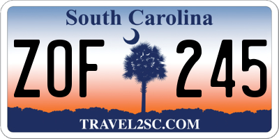 SC license plate ZOF245