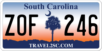 SC license plate ZOF246