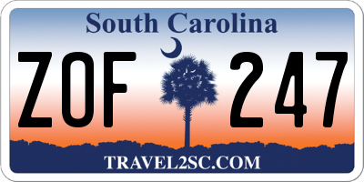 SC license plate ZOF247