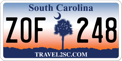 SC license plate ZOF248