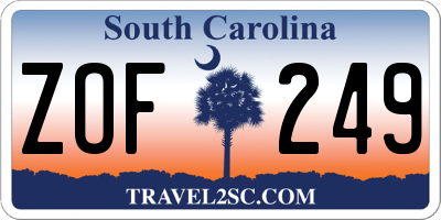 SC license plate ZOF249