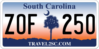 SC license plate ZOF250