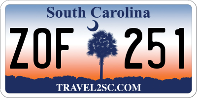 SC license plate ZOF251