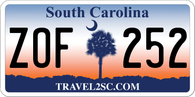SC license plate ZOF252
