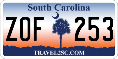 SC license plate ZOF253