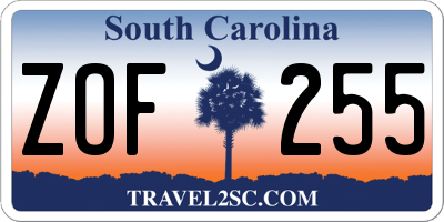 SC license plate ZOF255