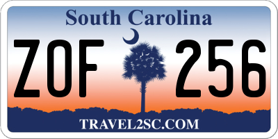 SC license plate ZOF256